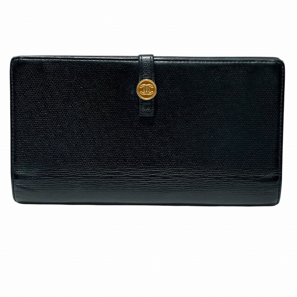 Chanel CHANEL Long Wallet Coco Button Leather